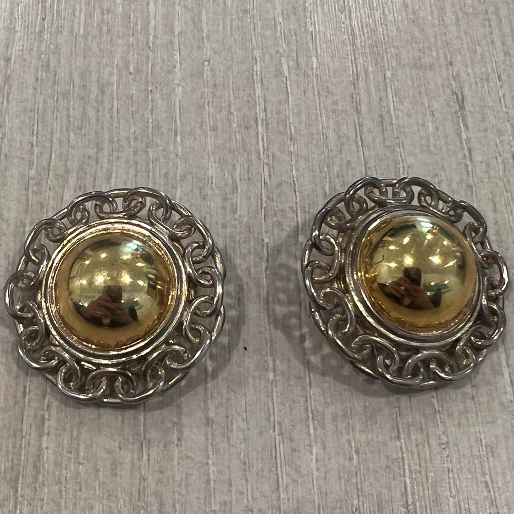Vintage Bulb Gold tone and silver earrings clip